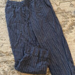 Navy and White Striped Linen Pants Women’s